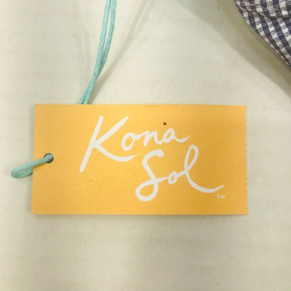 Kona Sol Women's Size Small 4-6 Gingham Cinch Front Bikini Swim Top MISSING PADS - Picture 3 of 11